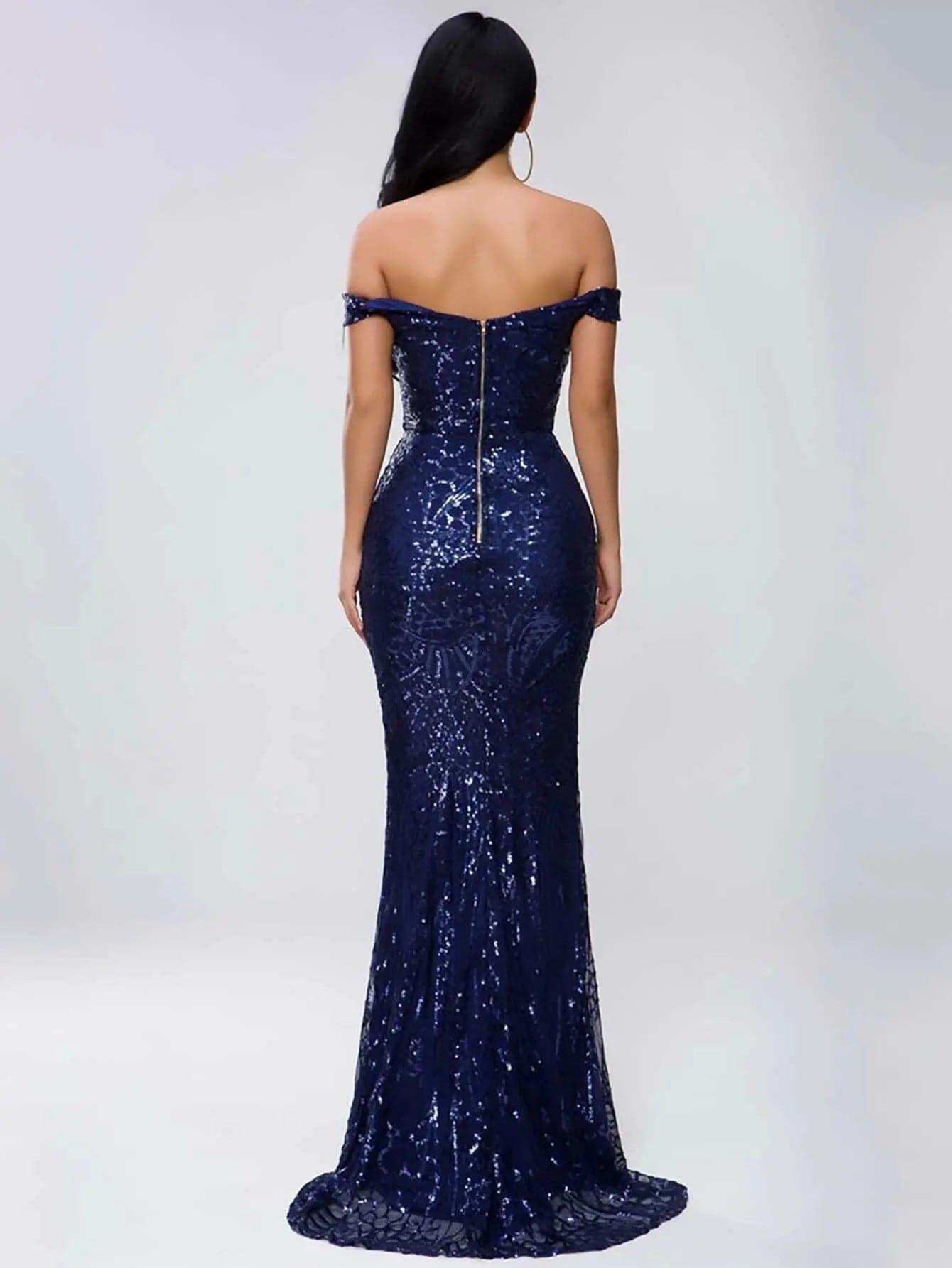 ✨ Off-Shoulder Sequin Mermaid Dress – Red Carpet Elegance ✨