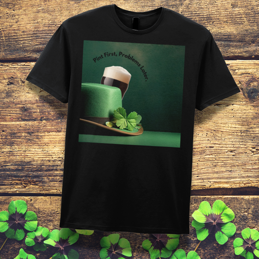 🍀 Pint First, Problems Later – St. Patrick’s Day T-Shirt 🍀