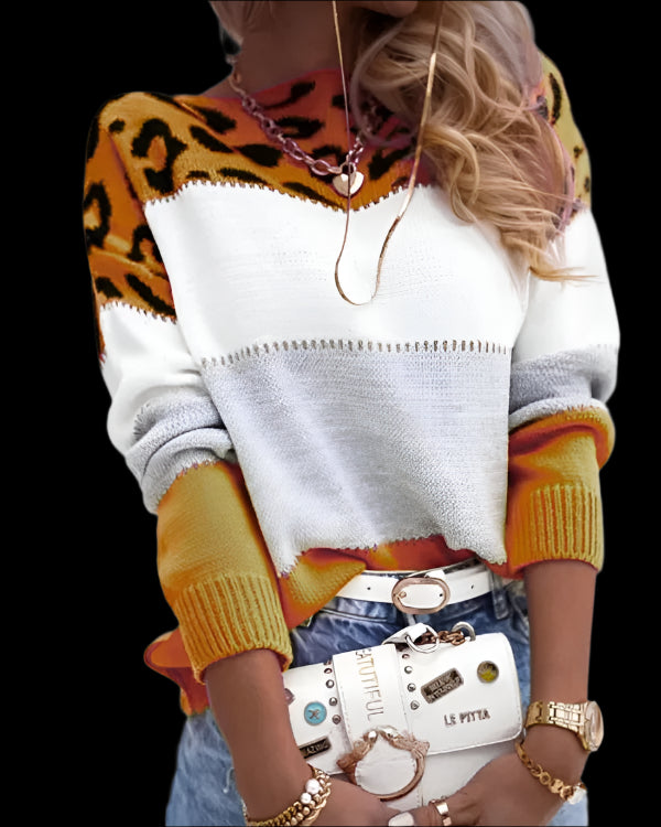Leopard Print Knit Sweater | Cozy and Stylish for Fall & Winter