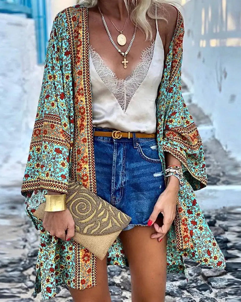 Bohemian Print Mid-Length Cardigan – Lightweight, Stylish & Effortless