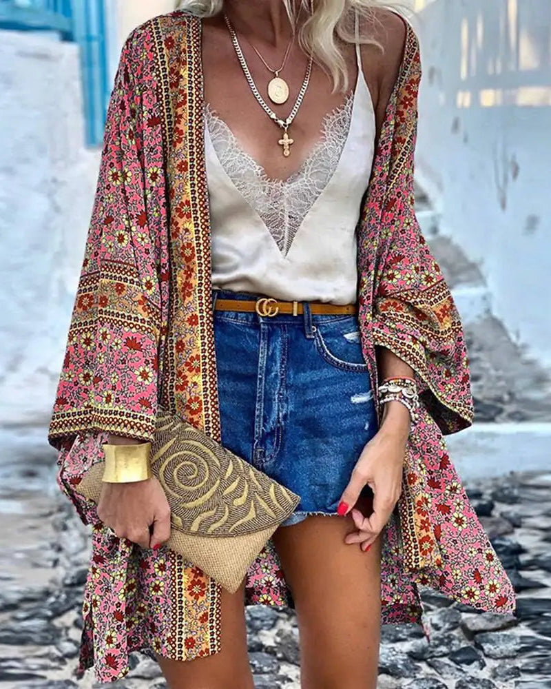 Bohemian Print Mid-Length Cardigan – Lightweight, Stylish & Effortless