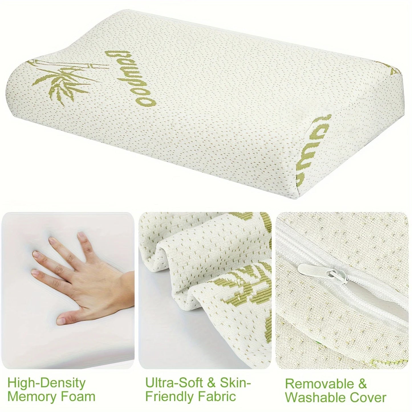 🌿 Bamboo Memory Foam Pillow – Wake Up Refreshed & Pain-Free! 🌿