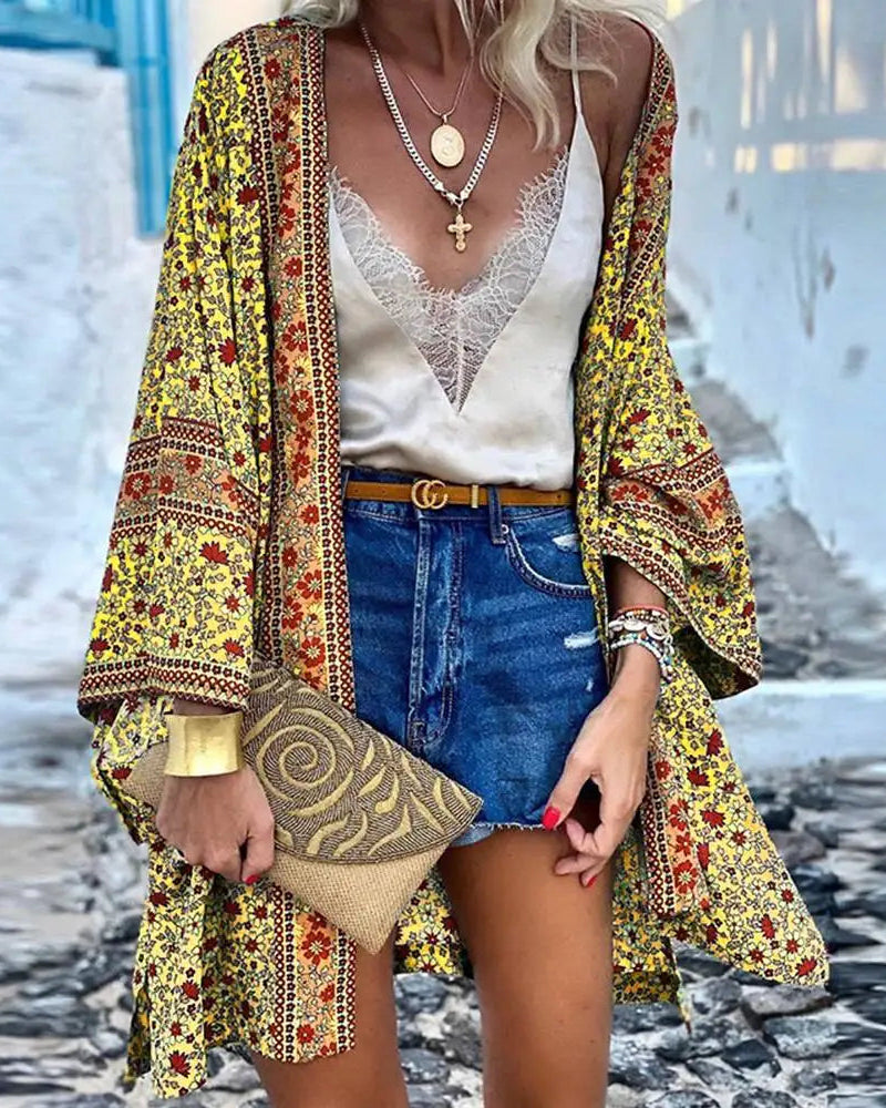 Bohemian Print Mid-Length Cardigan – Lightweight, Stylish & Effortless