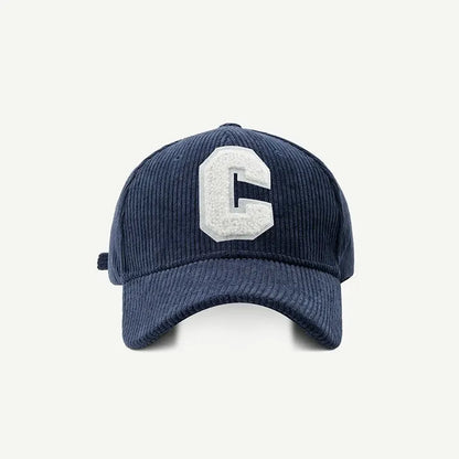 Trendy Corduroy Baseball Cap with Letter 'C' | Adjustable Snapback Hat