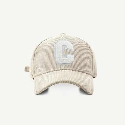 Trendy Corduroy Baseball Cap with Letter 'C' | Adjustable Snapback Hat