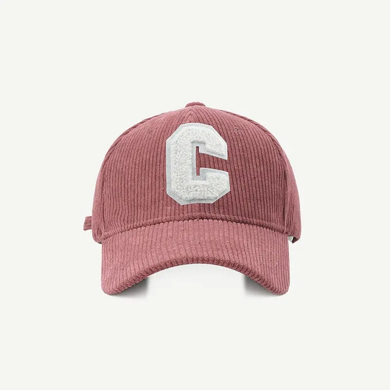 Trendy Corduroy Baseball Cap with Letter 'C' | Adjustable Snapback Hat