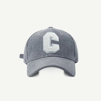 Trendy Corduroy Baseball Cap with Letter 'C' | Adjustable Snapback Hat