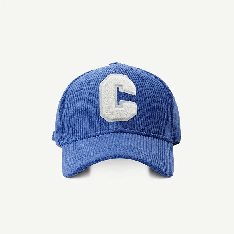 Trendy Corduroy Baseball Cap with Letter 'C' | Adjustable Snapback Hat