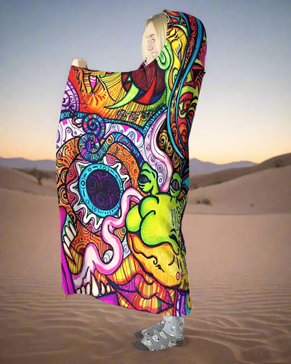 Trippy Rainbow Hooded Blanket – Cozy, Vibrant & Ultra-Soft